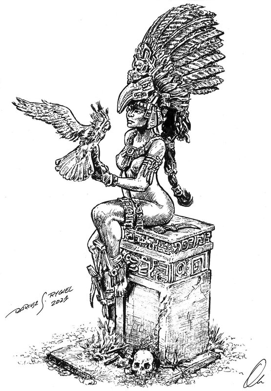 Princesse Azteque par Dariusz Rygiel - Illustration originale