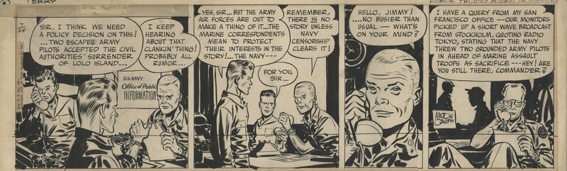 Milton Caniff - Terry and the Pirates , strip du 25 juillet 1945 - Œuvre originale