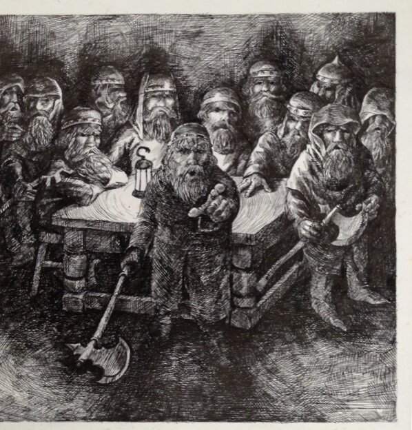 Dwarfs.... Original Daniel Loveday Fantasy Illustration - Original Illustration