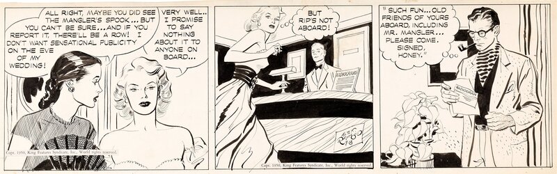 Alex Raymond, Rip Kirby . Strip 7-8-1950. - Planche originale