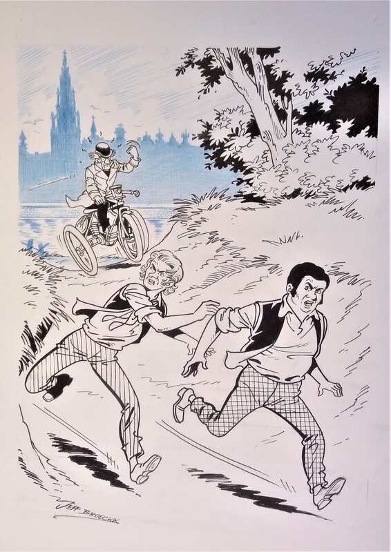 Robert en Bertrand par Jeff Broeckx, Willy Vandersteen - Illustration originale