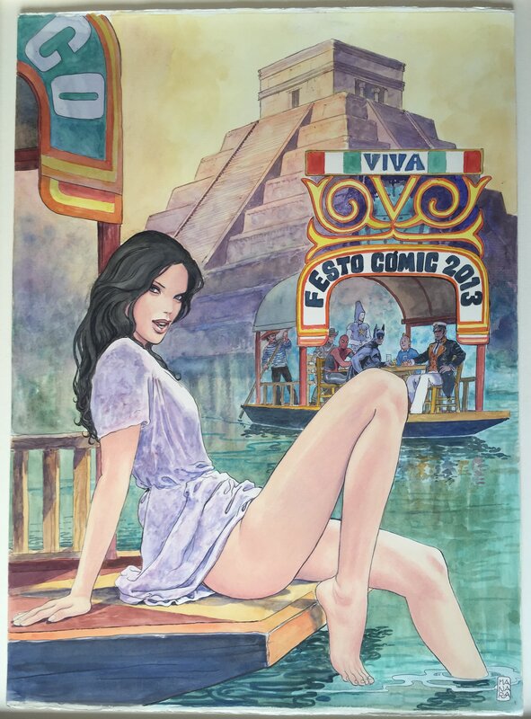 En vente - Milo Manara, Dessin FESTO MEXICO 2013 - Illustration originale