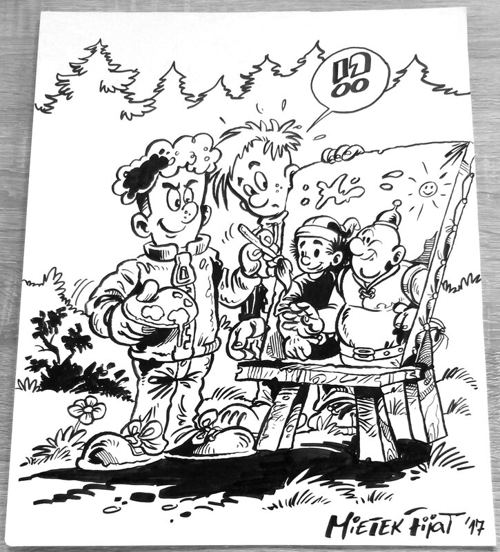 Mietek Fijał, Oskar et Fabrycy rencontrent Kajko et Kokosh ;-) - Illustration originale