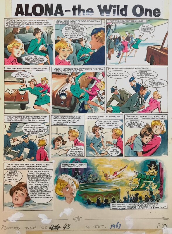 Leslie OTWAY : Alona the Wild One planche originale 1968 - Comic Strip