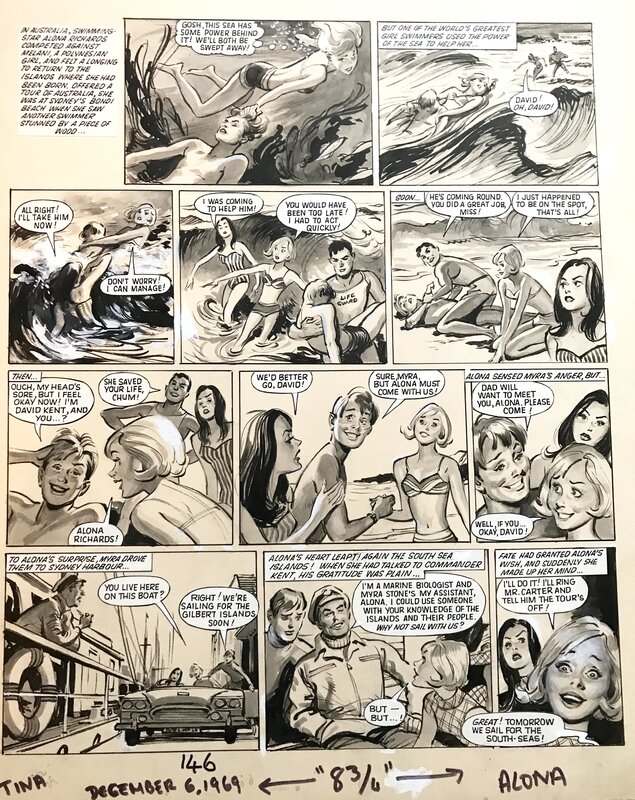 Leslie OTWAY : Alona the Wild One planche originale 1969 - Comic Strip