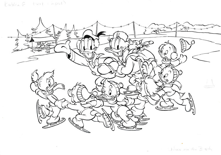 Wilma van den Bosch | 2001 | Ducks on skates illustration - Original Illustration