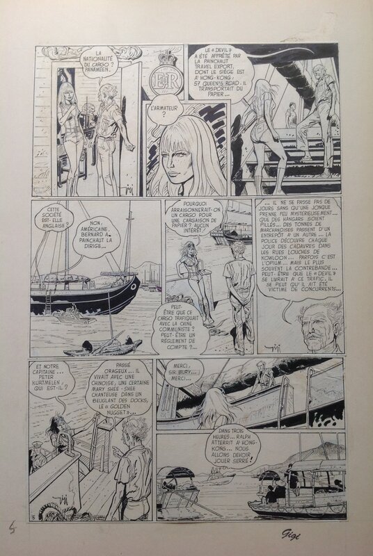 Gigi Planche Originale 5 Scarlett Dream L'inconnu de Hong-Kong , Top Planche Signée - Bd Dargaud 1979 - Planche originale