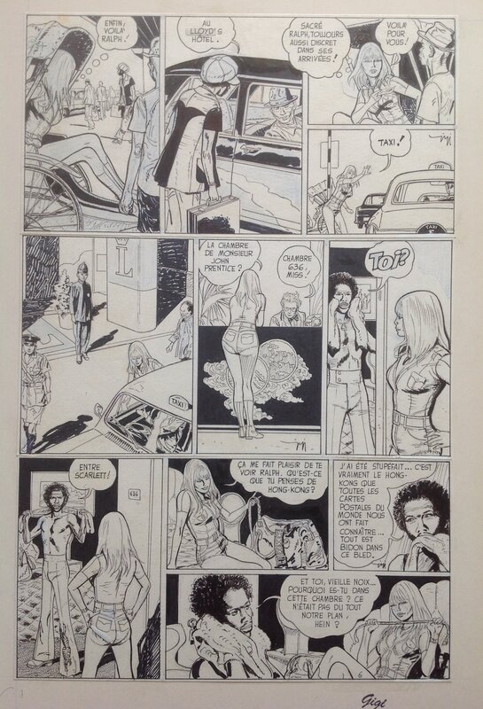 Gigi Planche Originale 6 Scarlett Dream L'inconnu de Hong-Kong , Top Planche Signée - Bd Dargaud 1979 - Planche originale