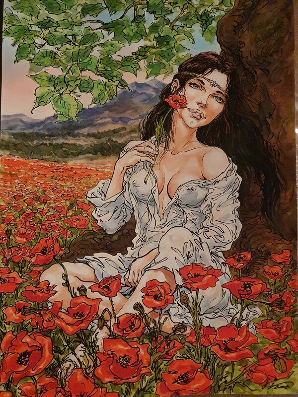 Girl in flowers par Kas, Graza - Planche originale