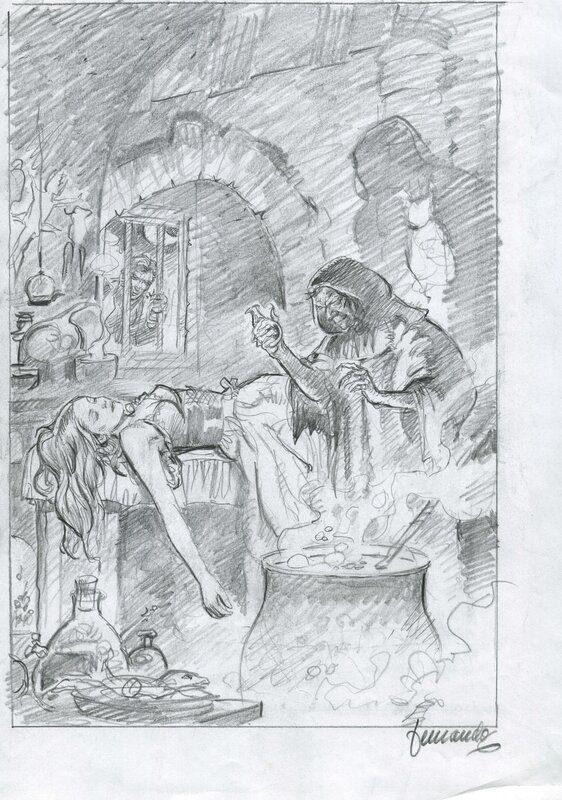 Fernando Fernandez, Horror Novel Cover Prelim - Original art