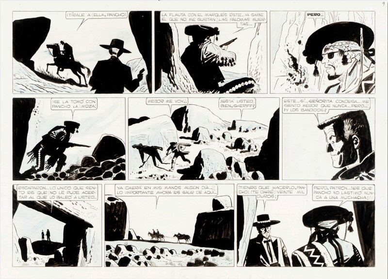 Hugo Pratt, Hector Oesterheld, 1958 - Sergent Kirk - Il castello di Titlan - Pg.9 - Planche originale