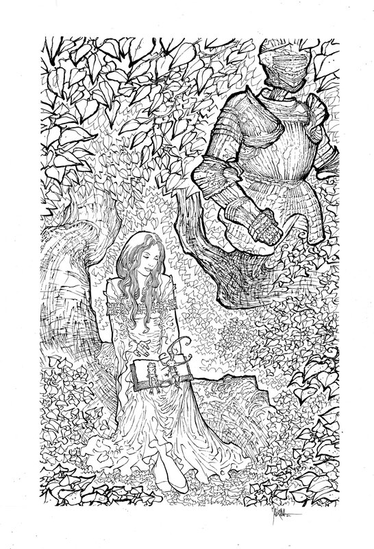 En vente - Bruno Maïorana, Garulfo / Princesse Ephylie lisant - Illustration originale