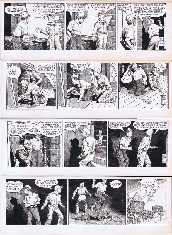 Rusty Riley Haunted Castle sequence by Frank Godwin - Planche originale