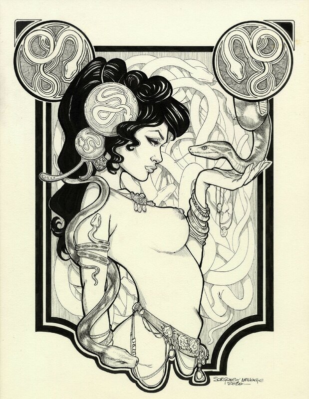 Femme aux serpents par Sorgone et Arhkage - Illustration originale