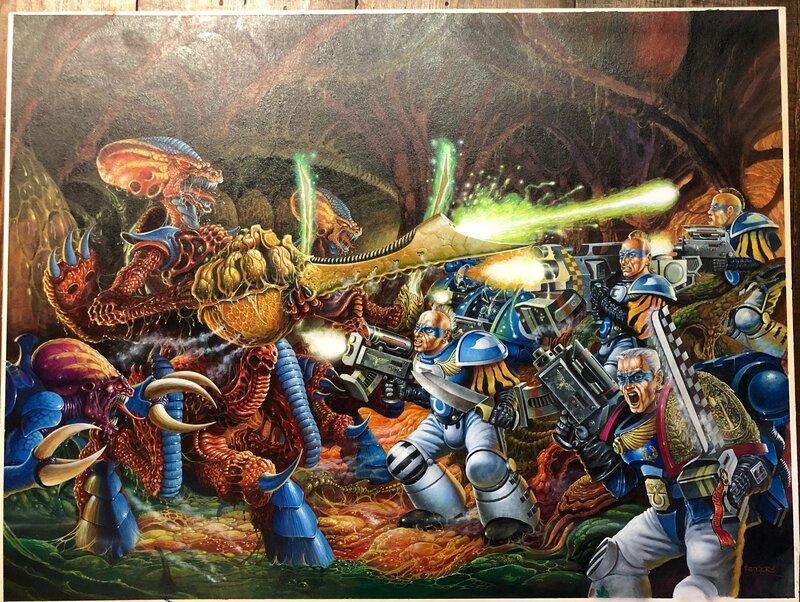 Chris Baker, Games Workshop, Warhammer 40K Advanced Space Crusade Box Cover Art - Original Cover