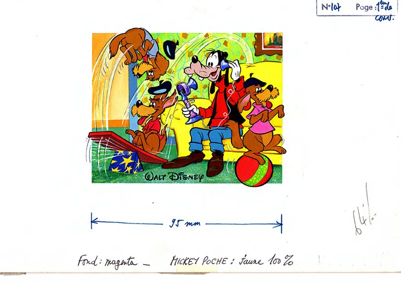 En vente - René Guillaume, Couverture originale en couleurs de Mickey Poche n°107 de février 1983 - Couverture originale