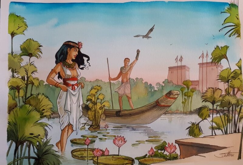 Meresankh et Imeni par Isabelle Dethan - Illustration originale