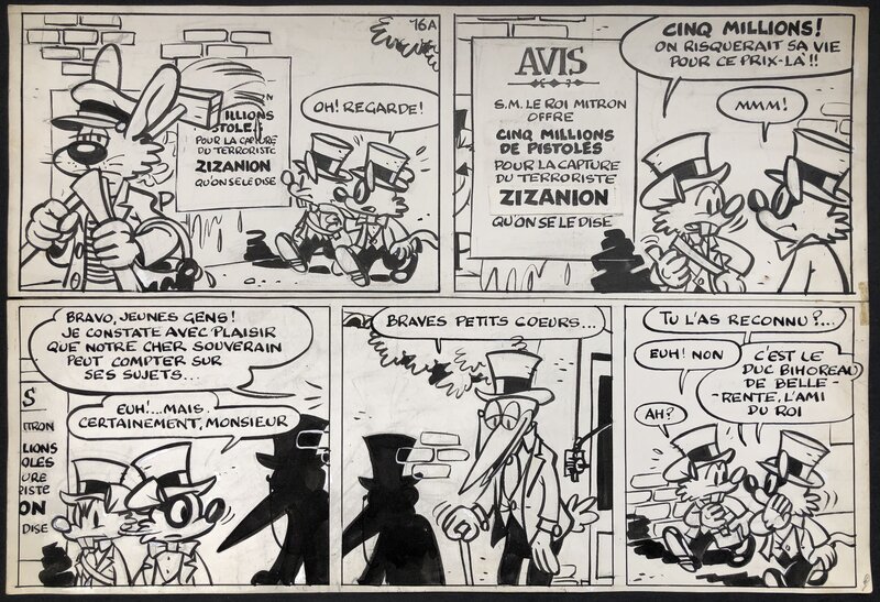 Raymond Macherot, Chlorophylle - Zizanion le Terrible - Planche originale N° 16A. - Planche originale