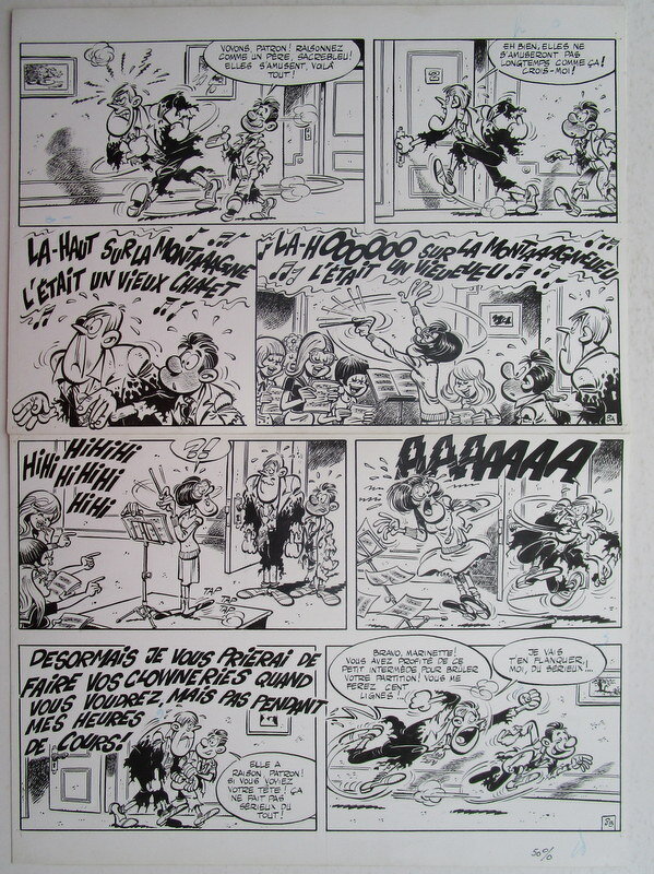 Berck, Les Gorilles au pensionnat - page 8 -1975 - Planche originale