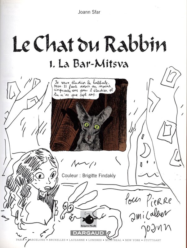 Sfar : Le Chat du Rabbin tome 1, dédicace - Sketch