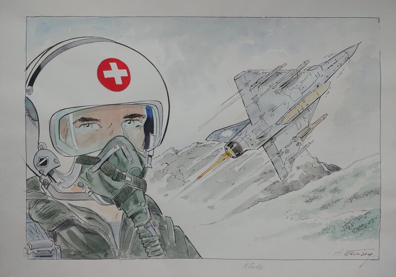 Pilote Suisse by Albert Weinberg - Original Illustration