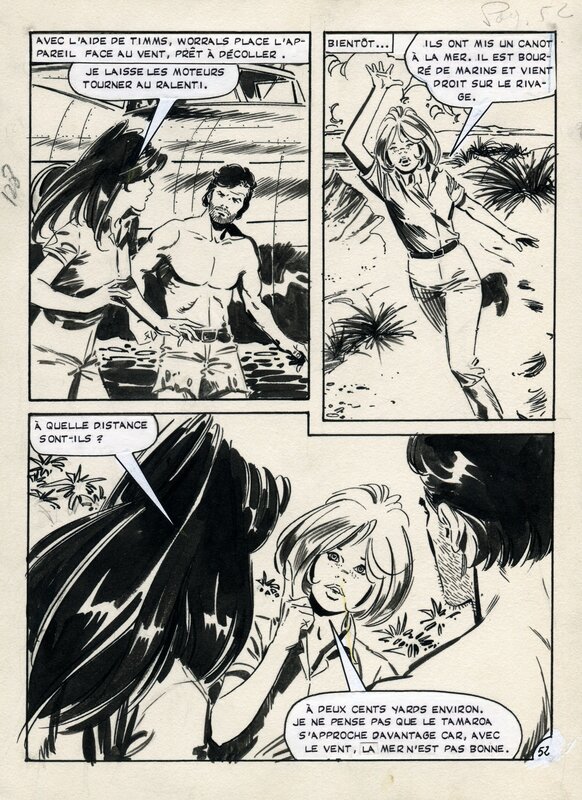 Santiago Hernandez Martin, Tina 41: Worrals - Quand vient la mousson, pg 52 - Planche originale