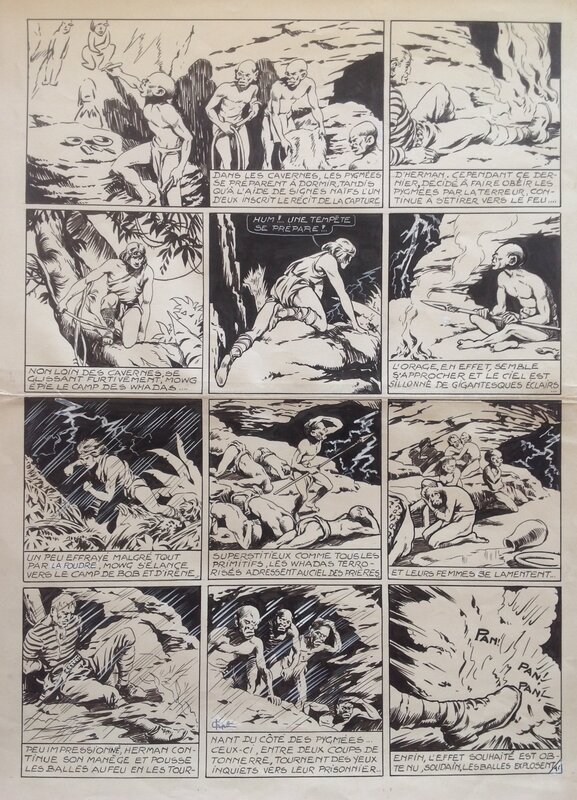 For sale - Chott Pierre Mouchot MOWG Fils de la brousse (genre Tarzan préhistoire) Planche Originale N&B 1946 Rare Bd Eo SIREC 1947 Album - Comic Strip