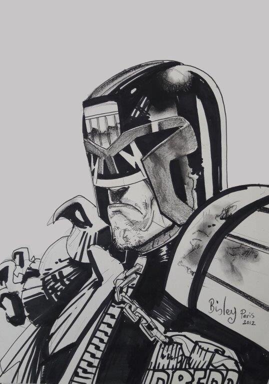 Simon Bisley, Judge Dredd, convention sketch 2012 - Illustration originale