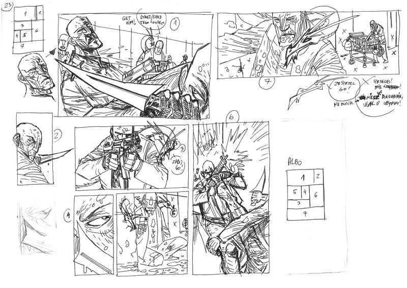 Janusz Pawlak, 9 mm - page 39 - making of - Original art