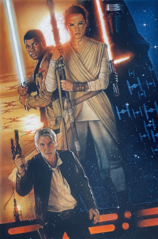 Drew Struzan - Star Wars - The Force Awakens - 2015 - Final Advance Movie Poster Artwork - Original Illustration