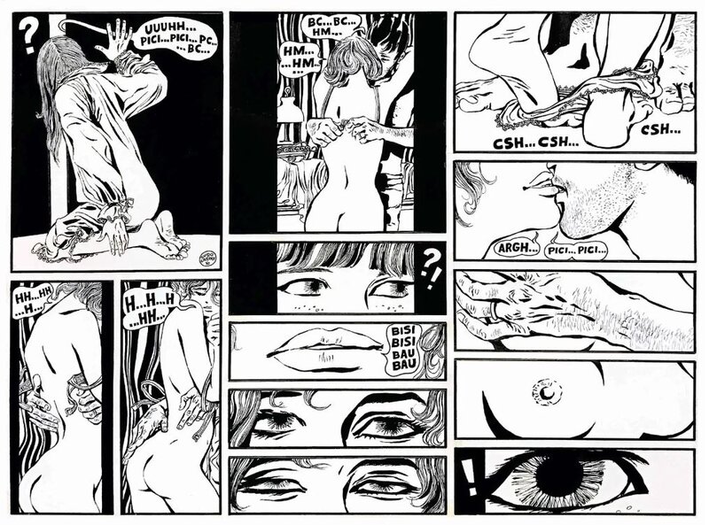 Guido Crepax, Art for Film by Tinto Brass  - Neru su Bianco 1969 - Original Illustration