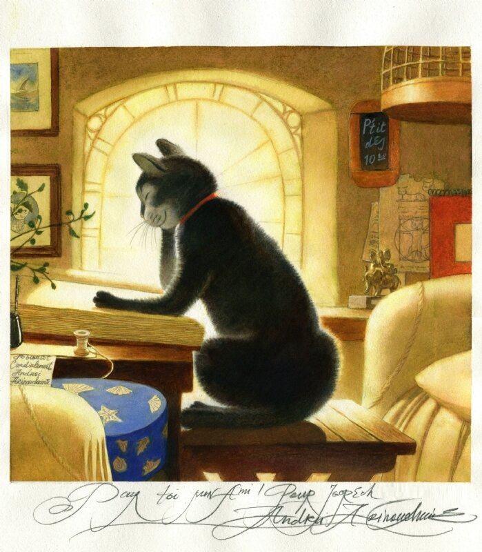 Dreaming Cat by Andréi Arinouchkine - Original Illustration