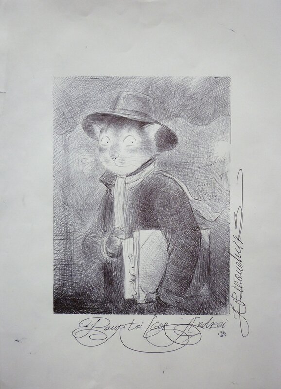 Le Chat-peintre par Andréi Arinouchkine - Illustration originale