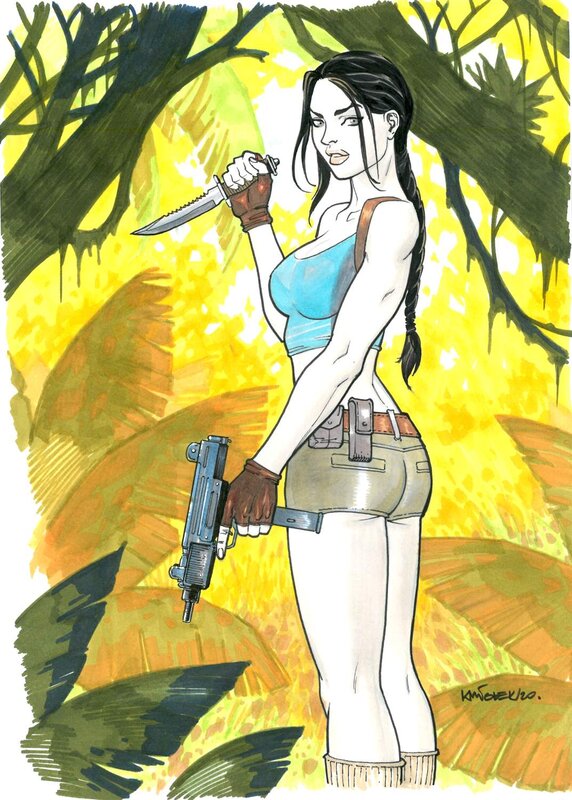 Lara Croft par Adam Kmiołek - Planche originale