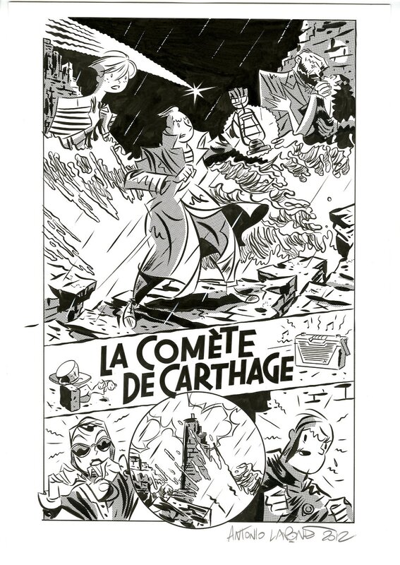 (2012) Lapone - Freddy Lombard - La comète de Carthage - Hommage à Yves Chaland - Illustration originale