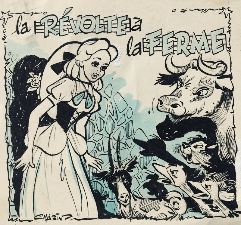 Claude Marin, Marijac, La révolte à la ferme - Original Illustration