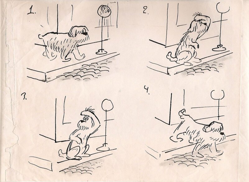 Crossing dog by Sam Cobean - Original Illustration