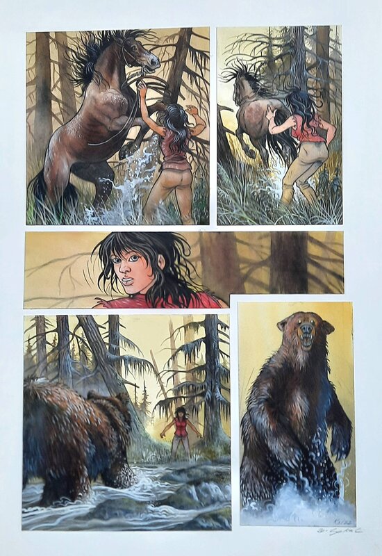 Emily et l'ours par Benoît Sokal - Planche originale