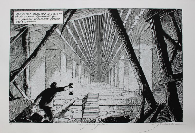 En vente - François Schuiten, La grande Galerie - Le dernier Pharaon - Illustration originale