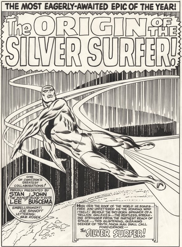 Michael Maikowsky, Silver Surfer 1 Page 1 (Recréation d'après John Buscema) - Planche originale