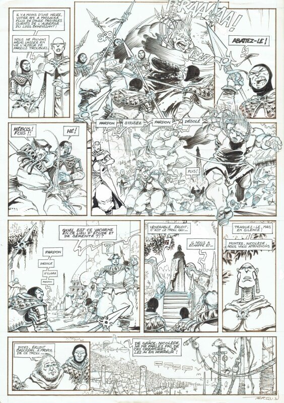 Didier Tarquin, Scotch Arleston, Yves Lancot, Guy Mathias, Tarquin, Lanfeust de Troy, Tome 2, Thanos l'incongru, planche n°12, 1995. - Planche originale