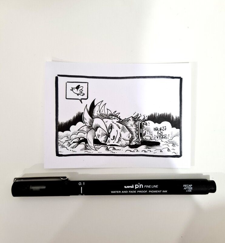 En vente - oTTami, Dessin original de l'Inktober 2021 : C16 de DBZ ! - Illustration originale