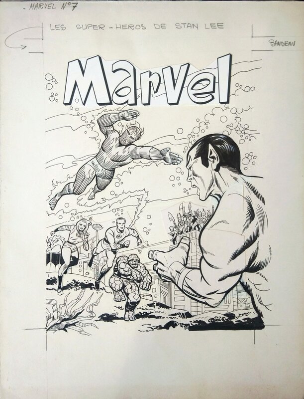 Jean-Yves Mitton, MARVEL n°7 - éd. LUG - Planche de montage pour la couverture. - Original art