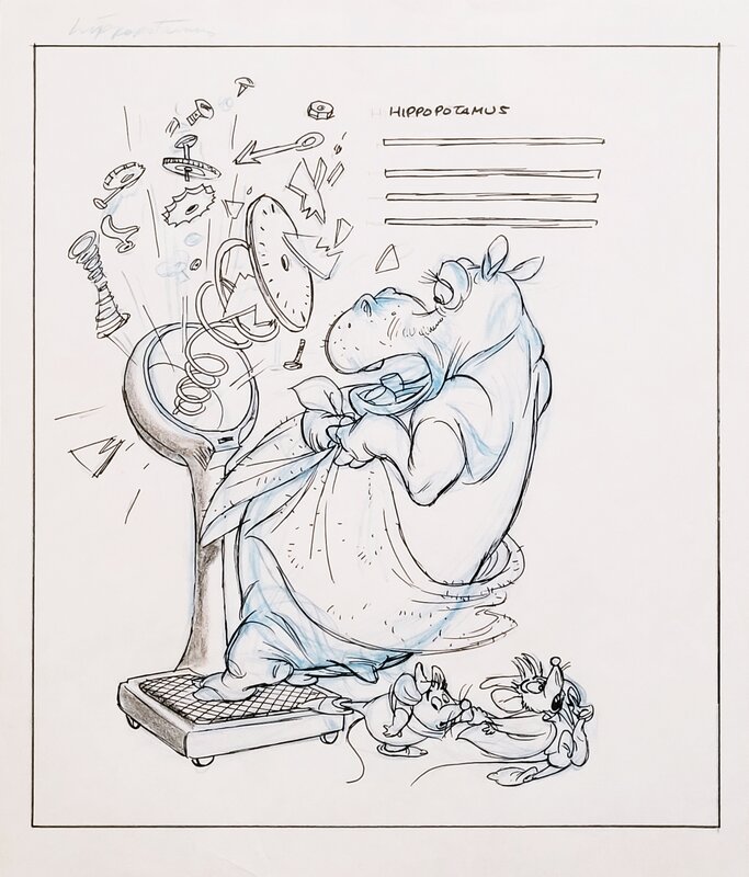 Daan Jippes, Alphabet: Hippopothamus - Illustration originale