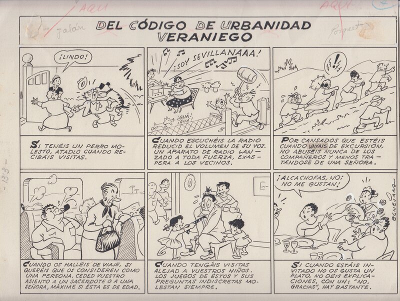 Marino Benejam, Del Código de Urbanidad Veraniego - Comic Strip