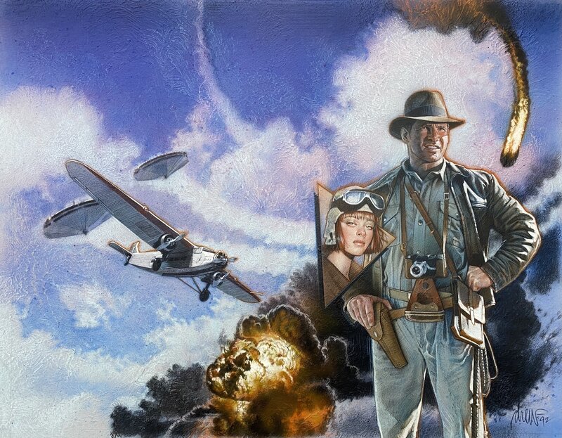 Drew Struzan - Indiana Jones and the Sky Pirates - 1992 - Original Book Cover - Couverture originale