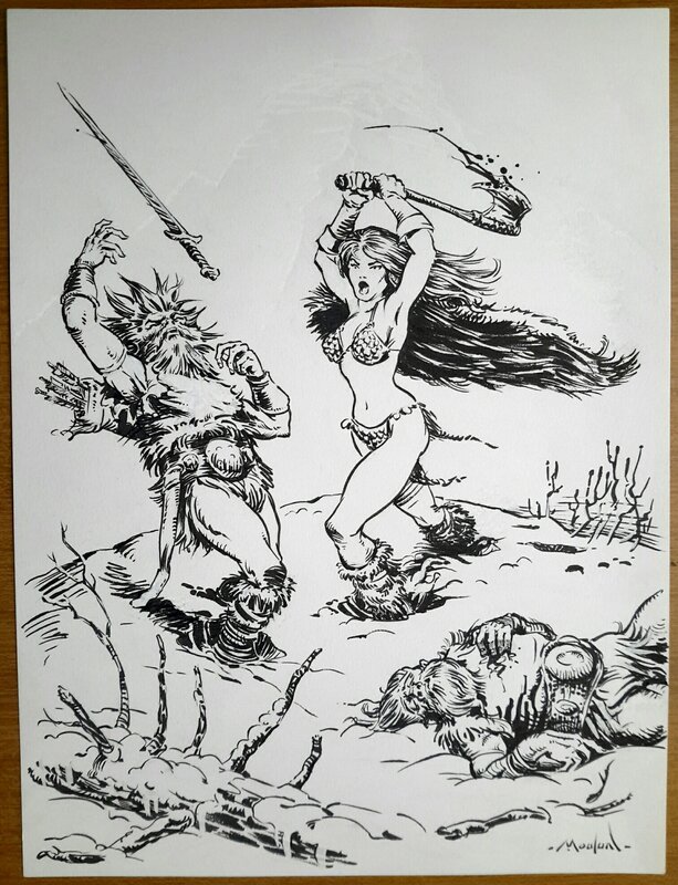 En vente - Encre Red Sonja par Régis Moulun - Illustration originale