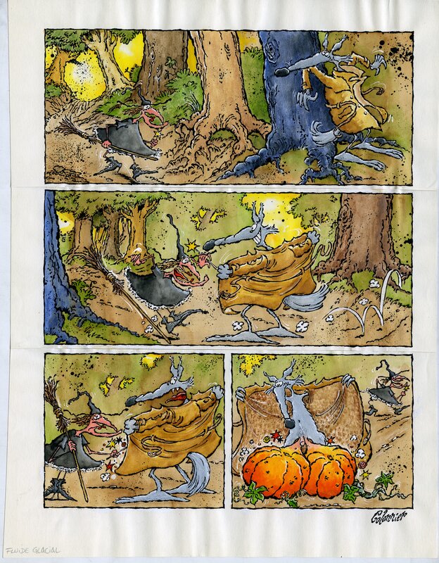 Laurent Colonnier, 4 de couv de Fluide Glacial Le loup et la sorcière - Planche originale