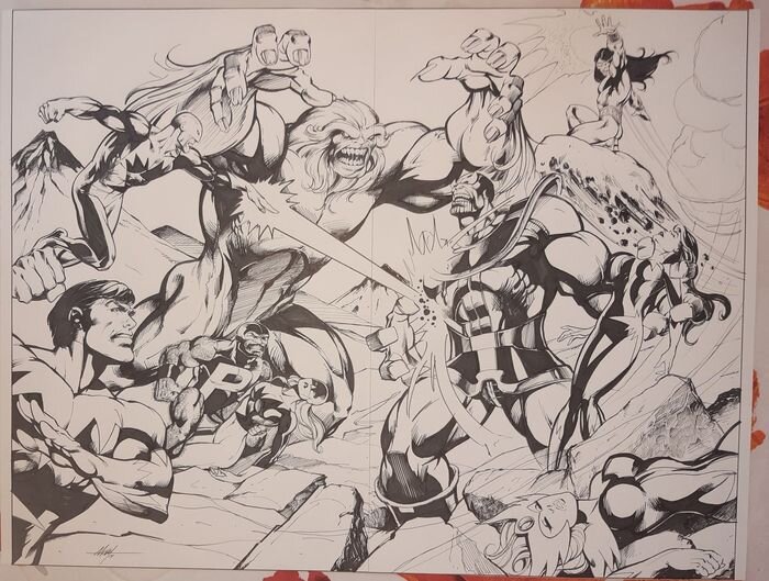 M. C. Wyman, Thanos vs Alpha Flight - Original Illustration