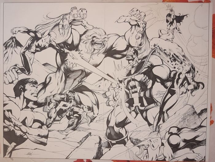 M. C. Wyman, Thanos vs Alpha Flight - Original Illustration